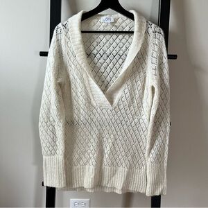 Ann Taylor Loft Creamy with Golden Strands Mohair Sweater Size L